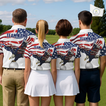Red, White And Blue American Flag Eagle Golf Polo Shirts For Men Custom Patriot Golf Team Jersey NYN4027