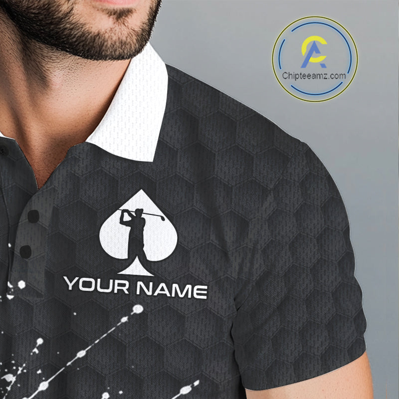 Red Spades Poker Mens Golf Polo Shirt Custom Name Splatter Poker Golf Top For Team, Golf Gift NYN4034