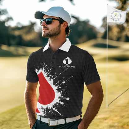 Red Spades Poker Mens Golf Polo Shirt Custom Name Splatter Poker Golf Top For Team, Golf Gift NYN4034