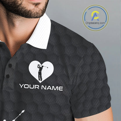 Red Hearts Poker Mens Golf Polo Shirt Custom Name Splatter Poker Golf Top For Team, Golf Gift NYN4035