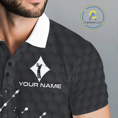 Red Diamonds Poker Mens Golf Polo Shirt Custom Name Splatter Poker Golf Top For Team, Golf Gift NYN4036
