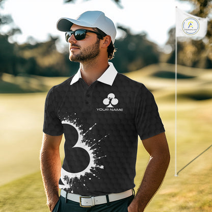 Black Clubs Poker Mens Golf Polo Shirt Custom Name Splatter Poker Golf Top For Team, Golf Gift NYN4037