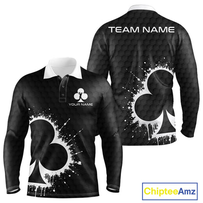 Black Clubs Poker Mens Golf Polo Shirt Custom Name Splatter Poker Golf Top For Team, Golf Gift NYN4037