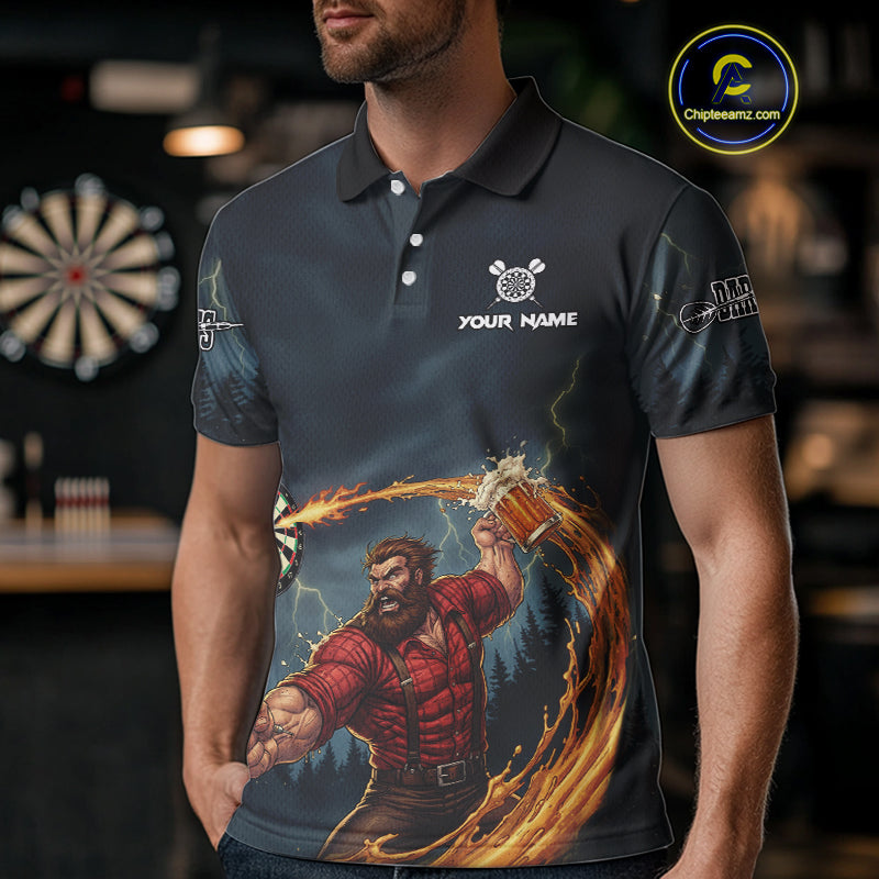 Custom Funny Play Darts & Beer Human Dartboard Men Darts Polo Shirt Dart Jerseys NYN1915