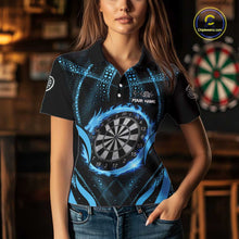 Load image into Gallery viewer, Custom Flaming Dragon Blue Digital Flow Women Darts Polo Team Shirt Dart League Jerseys NYN2177