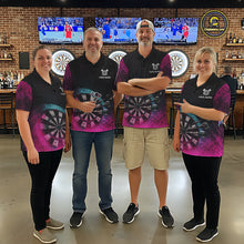 Load image into Gallery viewer, Blue &amp; Pink Tie Dye Grunge Darts Polo Shirts For Men Custom Wings Dartboard Team Jerseys NYN2447