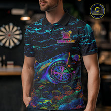 Load image into Gallery viewer, Personalized Ocean Blue Holographic Dartboard Mens Darts Shirt Custom Funny Shark Dart Team Jerseys NYN3203