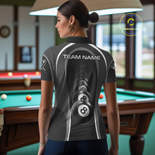 Load image into Gallery viewer, Black Blur 8 Ball Pool Polo &amp; 1/4-Zip Team Shirt For Men Personalized Billiards Ball Apparel NYN2453
