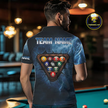 Load image into Gallery viewer, Thunder Lightning Blue Billiard Shirts For Men Custom Cracked 8 Ball Pool Billiard Team Jerseys NYN3044
