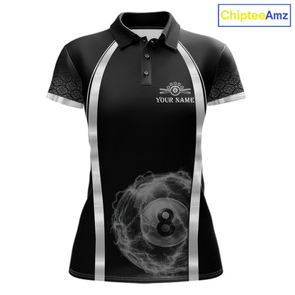 Black & Silver Thunder Lightning White 8 Ball Billiard Jerseys For Men Custom Billiard Team Shirt NYN2834