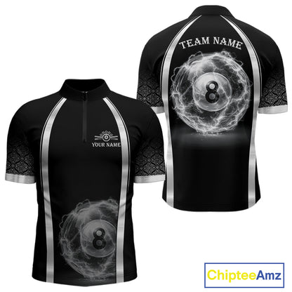 Black & Silver Thunder Lightning White 8 Ball Billiard Jerseys For Men Custom Billiard Team Shirt NYN2834