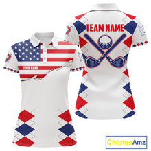 Load image into Gallery viewer, Womens US Flag Golf Shirts Patriotic Golf Jersey Custom Red And Blue Golf Polo Clothes, Golf Gifts NYN3054