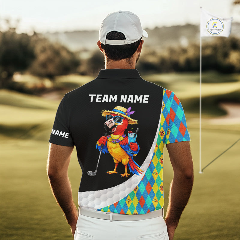 Mens Colorful Argyle Polo Golf Shirts Custom Parrots Golfer Summer Golf Team Attire For Golfers NYN3060