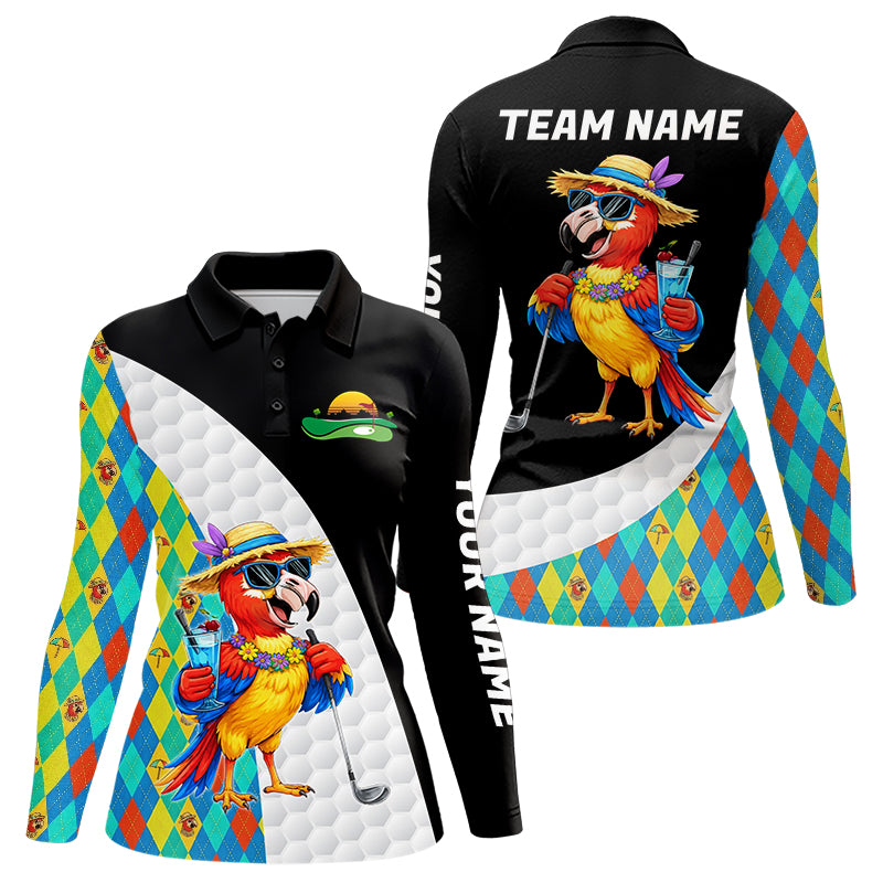 Womens Colorful Argyle Polo Golf Shirts Custom Parrots Golfer Summer Golf Team Attire For Golfers NYN3060