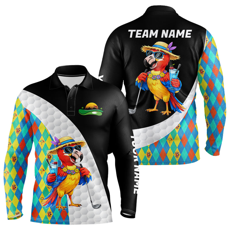 Mens Colorful Argyle Polo Golf Shirts Custom Parrots Golfer Summer Golf Team Attire For Golfers NYN3060