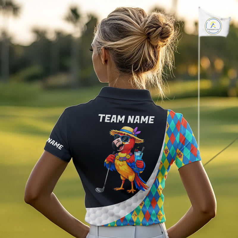 Womens Colorful Argyle Polo Golf Shirts Custom Parrots Golfer Summer Golf Team Attire For Golfers NYN3060