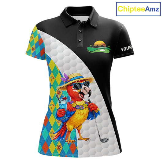 Womens Colorful Argyle Polo Golf Shirts Custom Parrots Golfer Summer Golf Team Attire For Golfers NYN3060