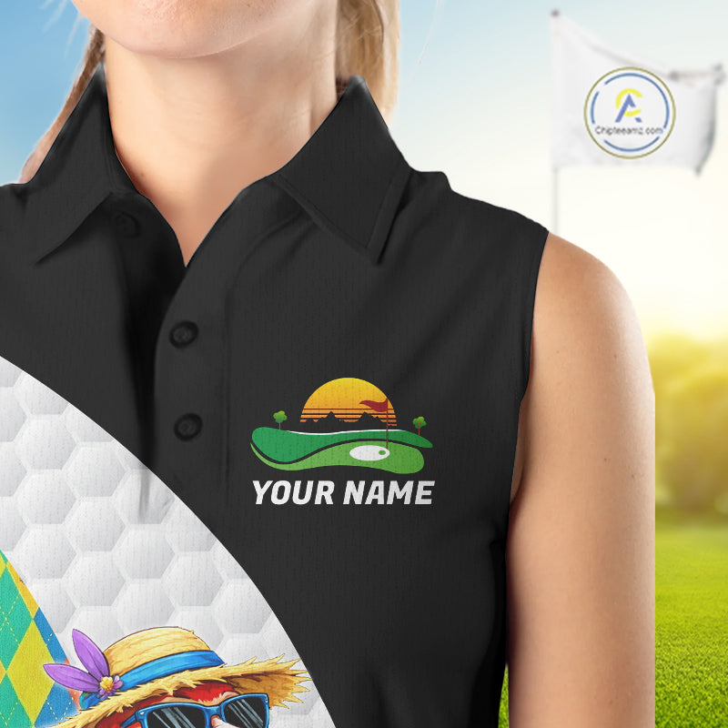 Womens Colorful Argyle Sleeveless Polo Golf Shirts Custom Parrots Golfer Summer Golf Attire For Golfers NYN3060