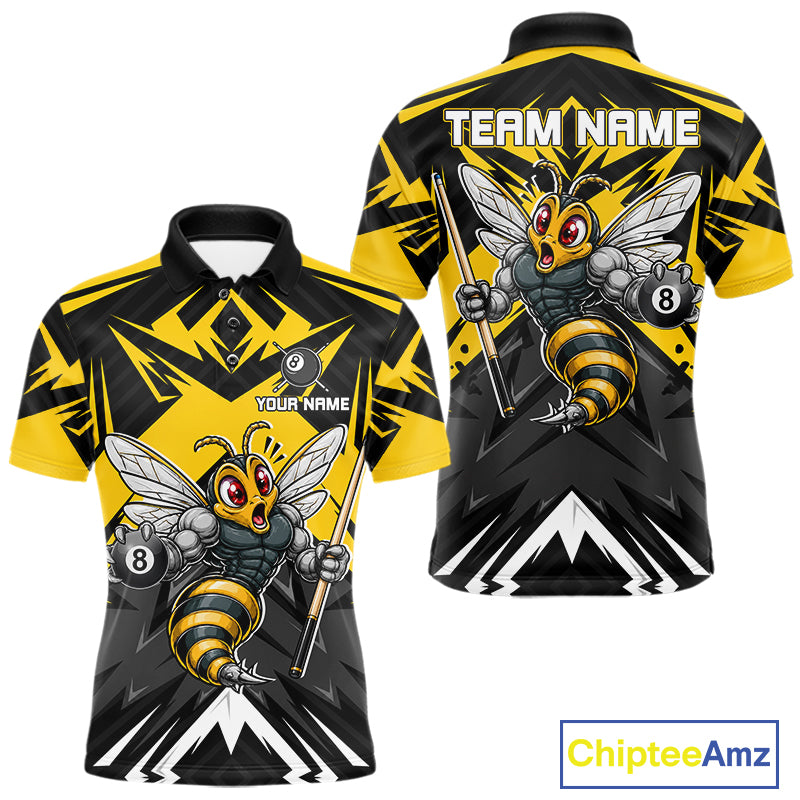 Black And Yellow Funny Bee Billiard Team Shirt For Men Custom 8 Ball Pool Tournament Jersey NYN3776