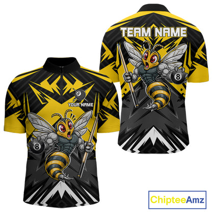 Black And Yellow Funny Bee Billiard Team Shirt For Men Custom 8 Ball Pool Tournament Jersey NYN3776
