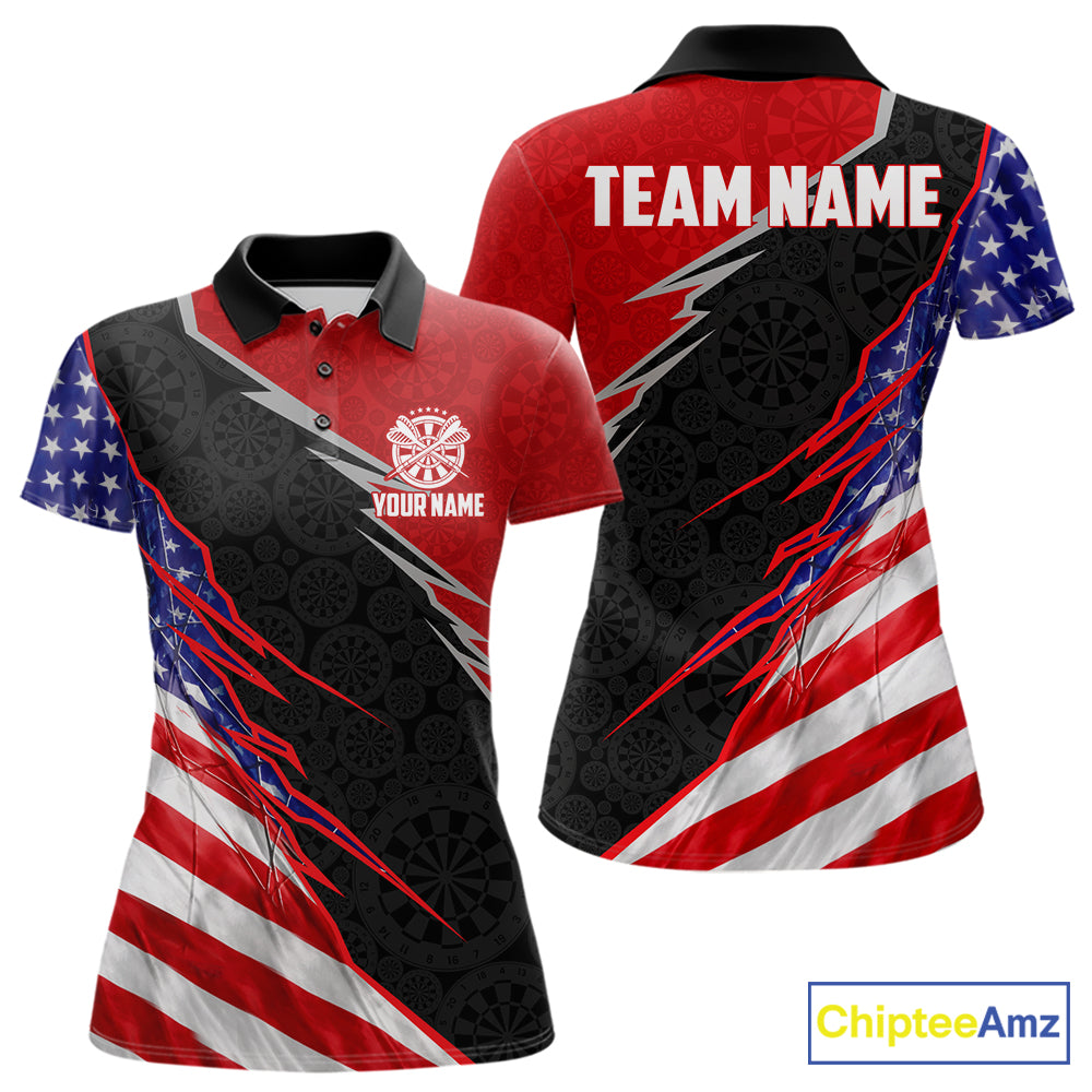 Personalized American Flag Darts Shirt For Women Custom Patriotic US Darts Team Jersey NYN2840
