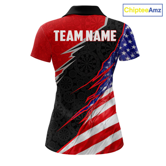 Personalized American Flag Darts Shirt For Women Custom Patriotic US Darts Team Jersey NYN2840