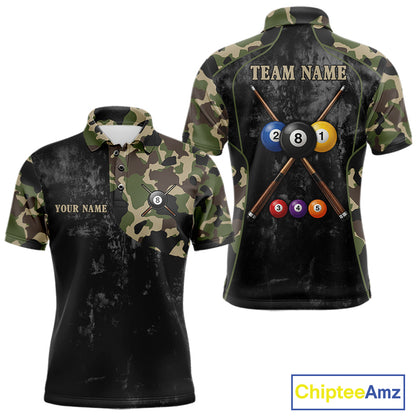 Black Grunge Camouflage Billiard Pool Shirt For Men Custom 8 Ball Billiard Team Jersey NYN3065