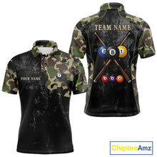 Load image into Gallery viewer, Black Grunge Camouflage Billiard Pool Shirt For Men Custom 8 Ball Billiard Team Jersey NYN3065