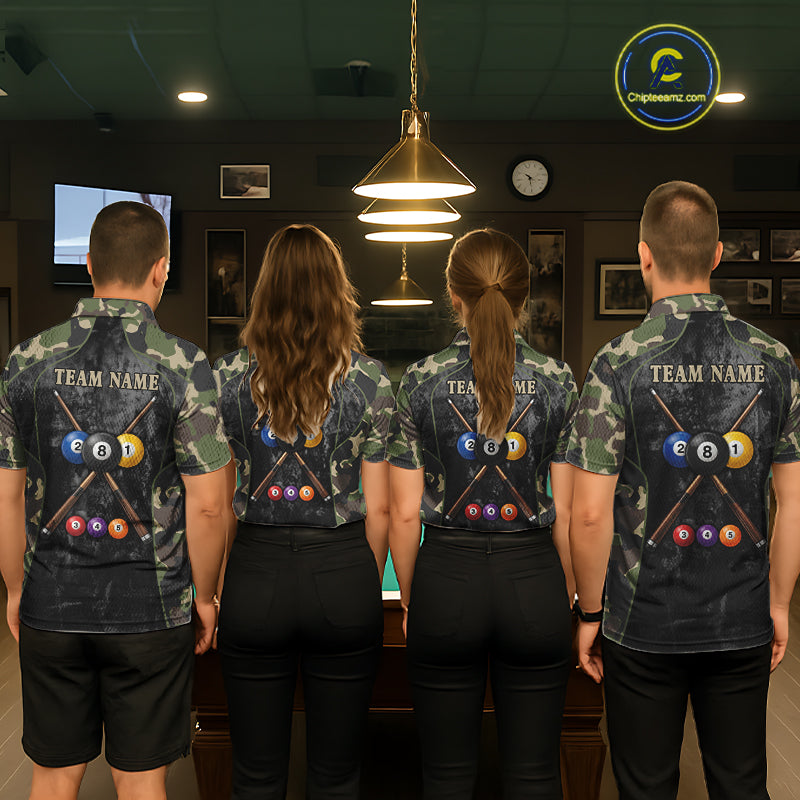 Black Grunge Camouflage Billiard Pool Shirt For Men Custom 8 Ball Billiard Team Jersey NYN3065