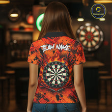 Load image into Gallery viewer, Woman wearing fire flame tornado orange dart shirt custom apparel