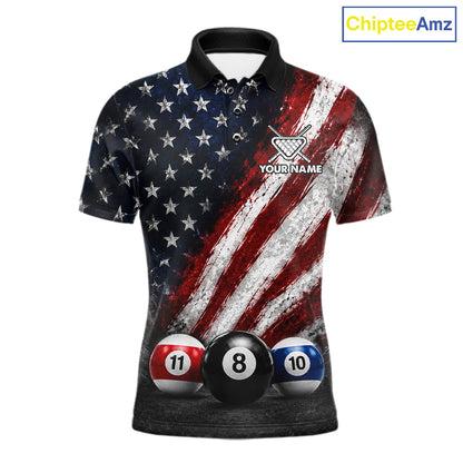 Grunge American Flag 8 Ball Eagle Billiard Shirt For Men Personalized Pool Billiard Team Jersey NYN3784