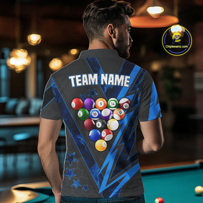 Grey & Blue Billiard Flame 8 Ball Pool Shirt For Men Personalized Team Billiard Tournament Jersey NYN3785