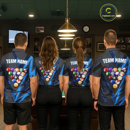 Grey & Blue Billiard Flame 8 Ball Pool Shirt For Women Personalized Team Billiard Tournament Jersey NYN3785