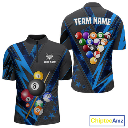 Grey & Blue Billiard Flame 8 Ball Pool Shirt For Men Personalized Team Billiard Tournament Jersey NYN3785