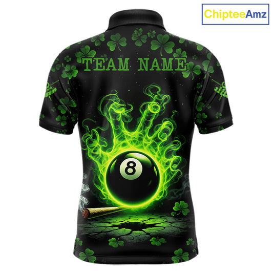St Patrick's Day Green Smokes Hand Ball 8 Billiards Pool Shirt For Men Personalized Billiard Team Names NYN2694