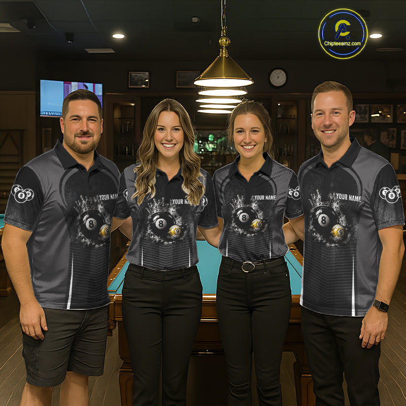 Personalized Grunge Crown 8 Ball & 9 Ball Billiard Pool Shirt For Women Custom Billiard Team Jersey NYN3216