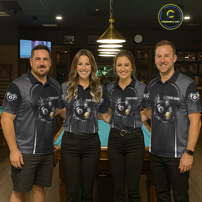 Personalized Grunge Crown 8 Ball & 9 Ball Billiard Pool Shirt For Women Custom Billiard Team Jersey NYN3216