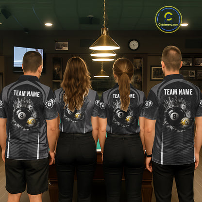 Personalized Grunge Crown 8 Ball & 9 Ball Billiard Pool Shirt For Women Custom Billiard Team Jersey NYN3216
