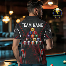 Load image into Gallery viewer, Black And Red Grunge Splatter 8 Ball Billiard Pool Shirt For Men Custom Outfits Billiard Team Attire NYN3220