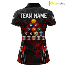 Load image into Gallery viewer, Black And Red Grunge Splatter 8 Ball Billiard Pool Shirt For Women Custom Outfits Billiard Team Attire NYN3220