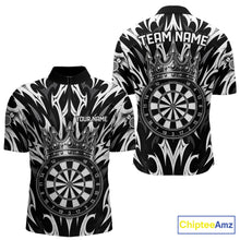 Load image into Gallery viewer, Black and White Tribal Crown Dartboard men's quarter zip dart shirt custom dart team jersey, tournament apparel