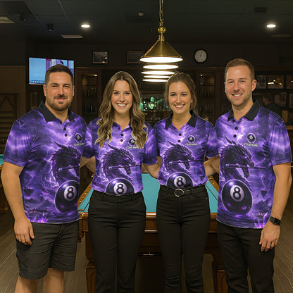 Dragon Thunder Purple Cue & Pool 8 Ball Men Billiard Shirt Custom Billiard Polo & 1/4-Zip Attire NYN2496