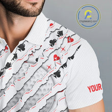 Load image into Gallery viewer, Poker Pattern Golf Polo Shirt For Men Personalized White Golf Clubs Attire, Team Golf Outfit NYN2854