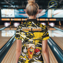 Load image into Gallery viewer, Yellow, White And Black Splatter Funny Beer Bowling Shirt For Women Custom Outfit Bowling Jersey NYN3235