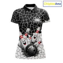 Load image into Gallery viewer, White And Black Cracked Funny Pins &amp; Ball Bowling Shirt For Women Custom Outfit Team Bowling Jersey NYN3238
