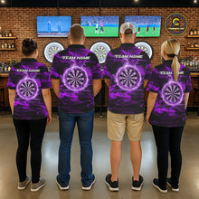 Load image into Gallery viewer, Black And Purple Smoking Dartboard &amp; Arrow Men Darts Polo Shirt Custom Dart Team Jerseys NYN2512