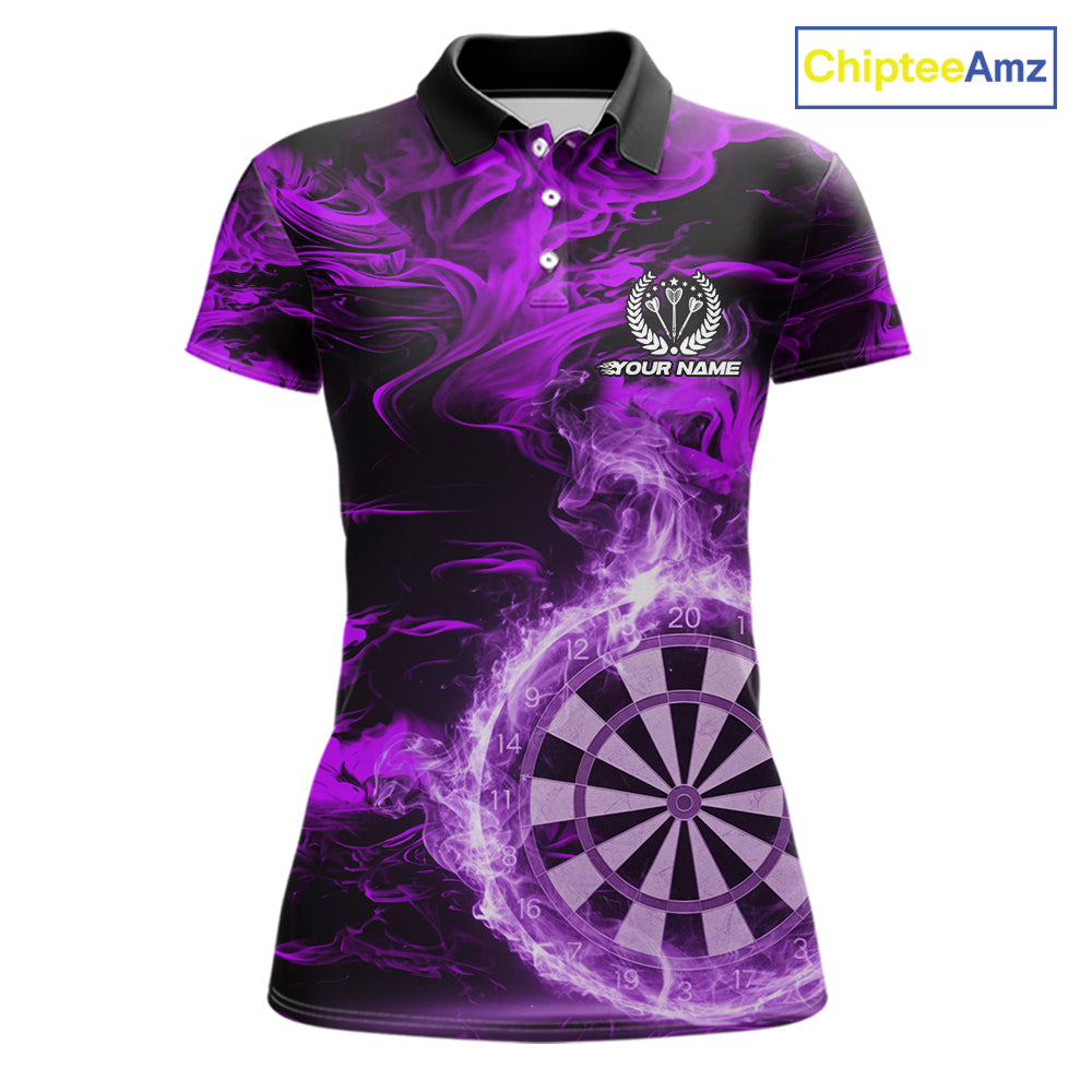 Black And Purple Smoking Dartboard & Arrow Women Darts Polo Shirt Custom Dart Team Jerseys NYN2512