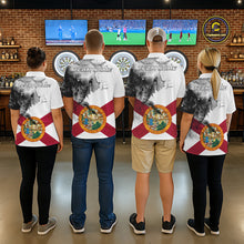 Load image into Gallery viewer, Personalized Florida Flag Black Splatter Dart Polo Shirts For Men Custom Dart Team Jerseys NYN2713