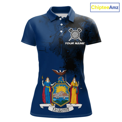Personalized New York Flag Black Splatter Dart Polo Shirts For Women Custom Dart Team Jerseys NYN2715