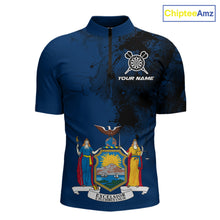 Load image into Gallery viewer, Personalized New York Flag Black Splatter Dart 1/4-Zip  Shirts For Men Custom Dart Team Jerseys NYN2715